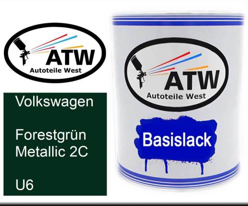 Volkswagen, Forestgrün Metallic 2C, U6: 1L Lackdose, von ATW Autoteile West.